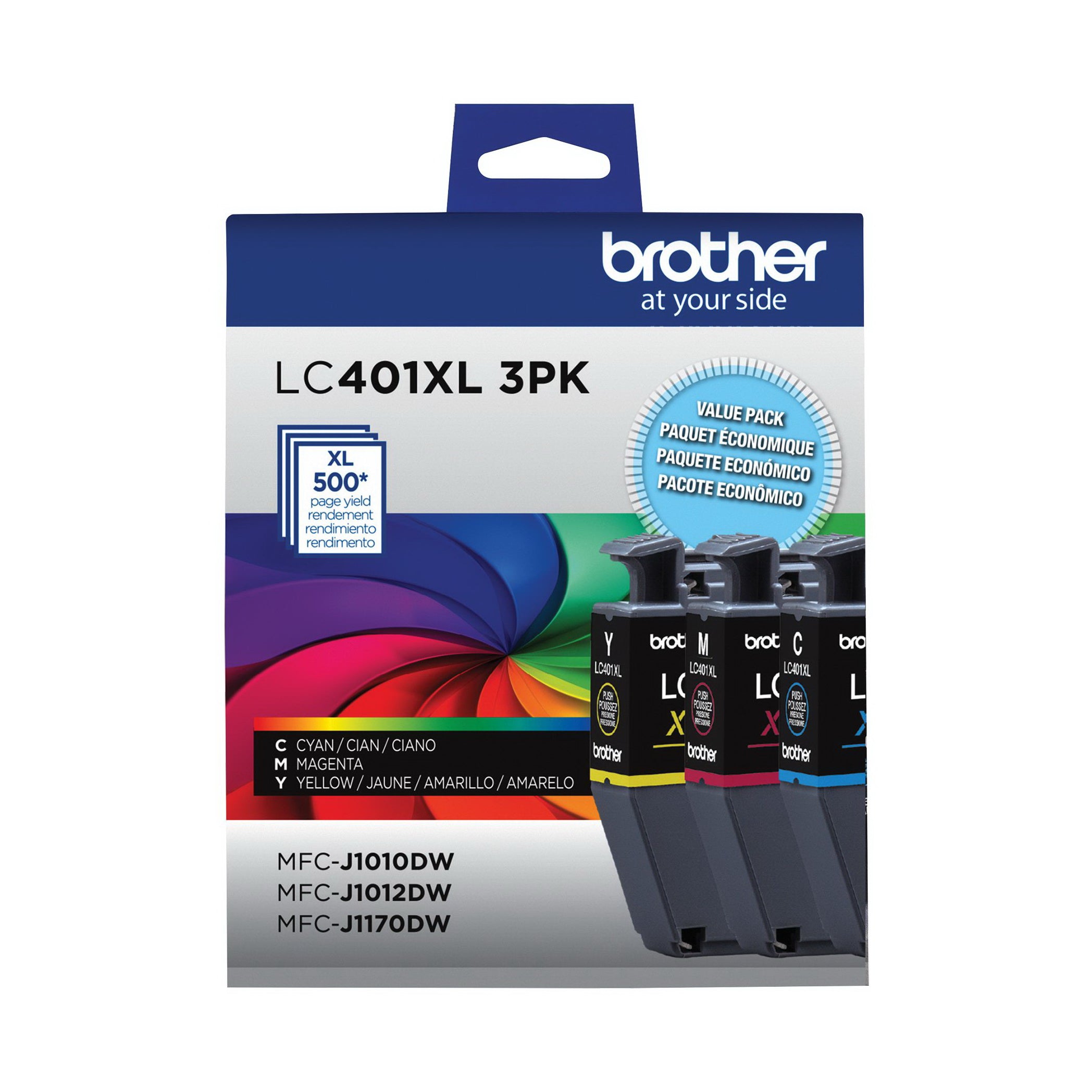 Ensemble de 3 cartouches d'encre Brother LC401XL3PKS authentique - cyan