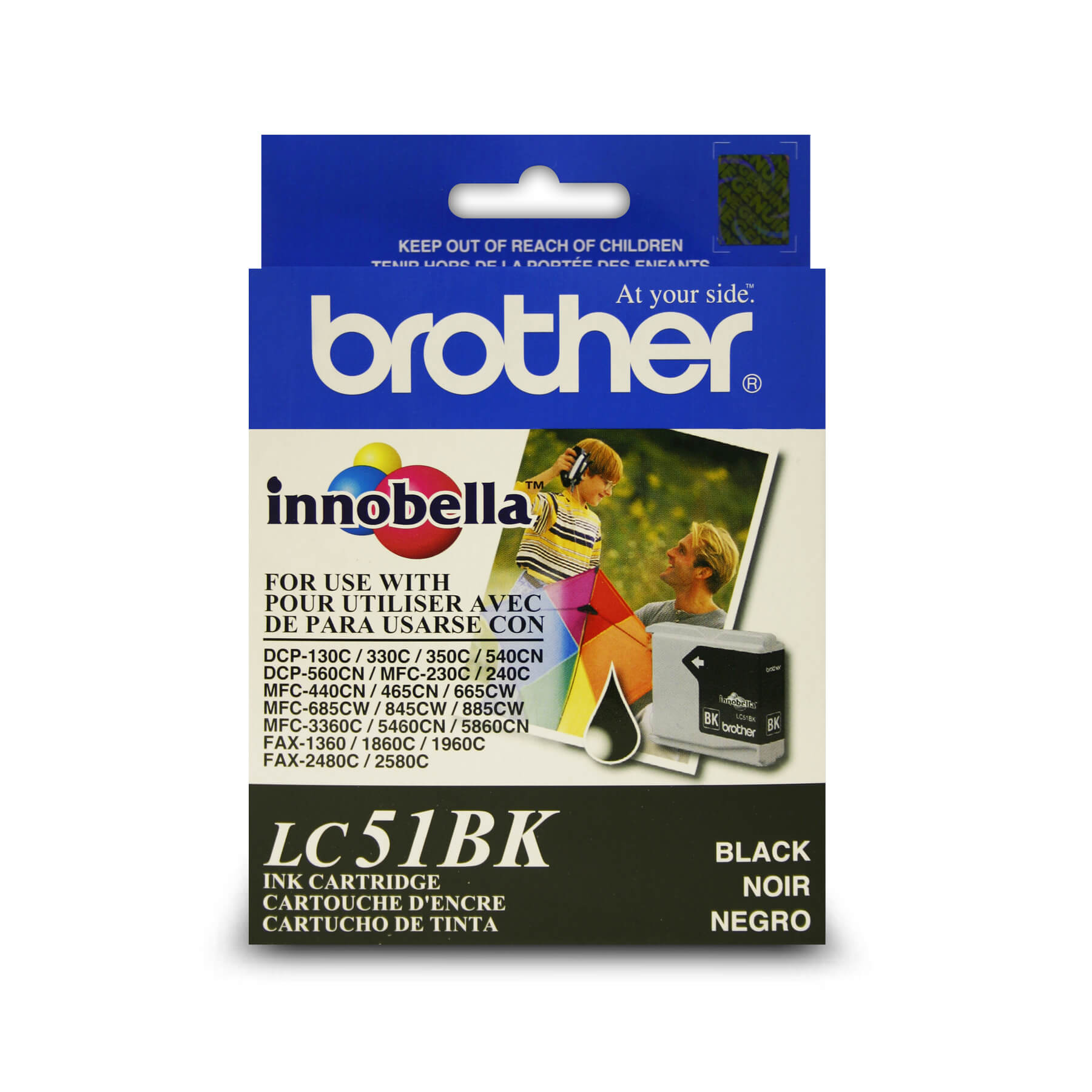 Cartouche d'encre noir Inoobella de Brother LC51BKS authentique à rendement standard
