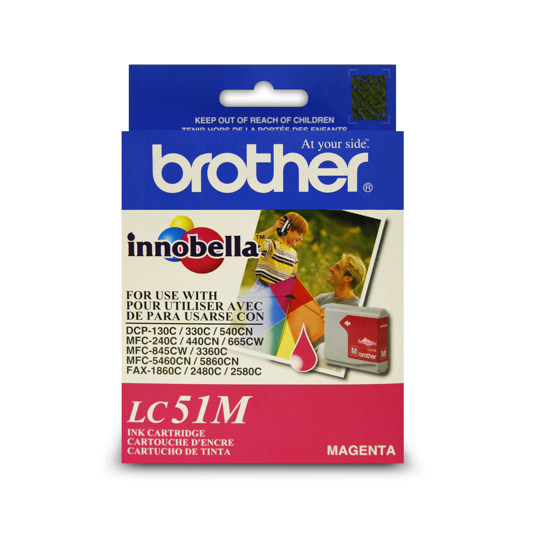 Cartouche d'encre magenta Inoobella de Brother LC51MS authentique à rendement standard