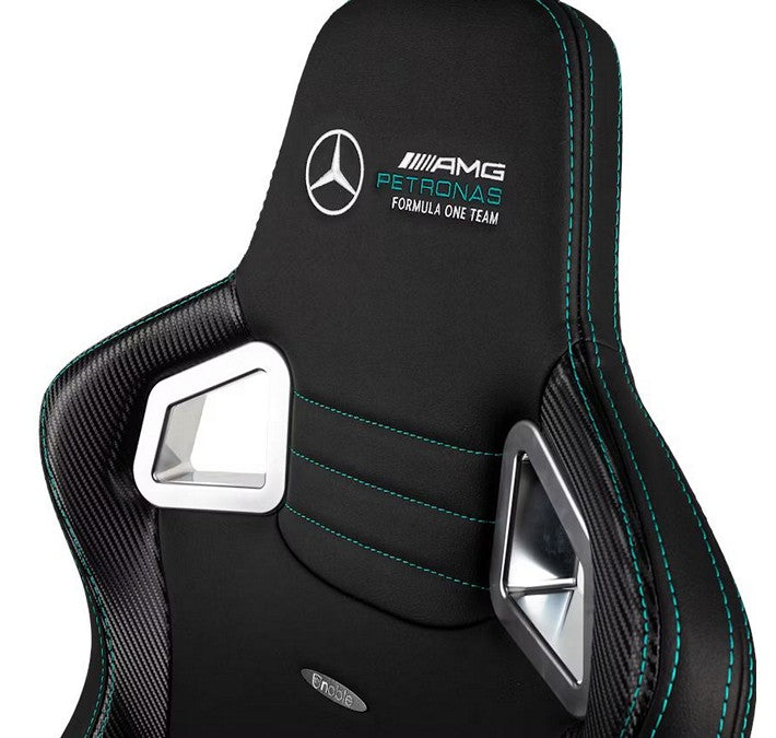 noblechairs EPIC Gaming Chair edition MERCEDES-AMG PETRONAS F1 TEAM - 265 lbs - Black - 4D Armrests - High-Tech Faux Leather - Aluminium base (NBL-EPC-PU-MPF)