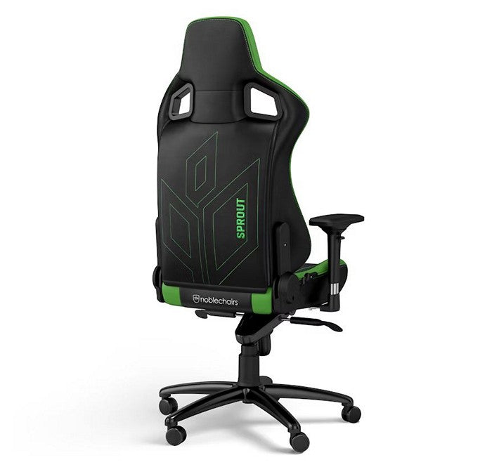 noblechairs Sprout Edition EPIC Gaming Chair - 265 lbs - Black with Green Stitching - 4D Armrests - Faux Leather - Aluminium base (NBL-PU-SPE-001)