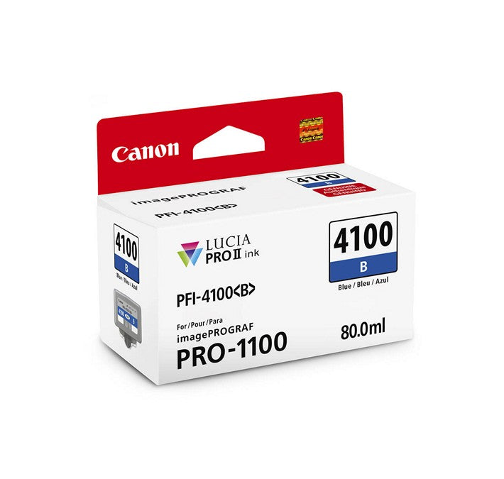 Canon - Cartouche d'encre bleu PFI-4100 de 80 ml pour imprimante Canon imagePROGRAF PRO-1100 (6786C002)