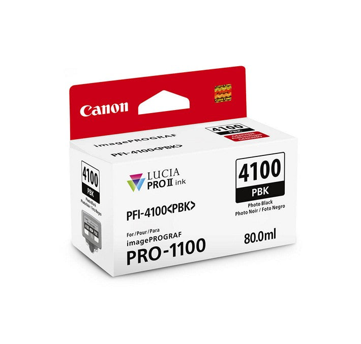 Canon - Cartouche d'encre noir photo PFI-4100 de 80 ml pour imprimante Canon imagePROGRAF PRO-1100 (6777C002)