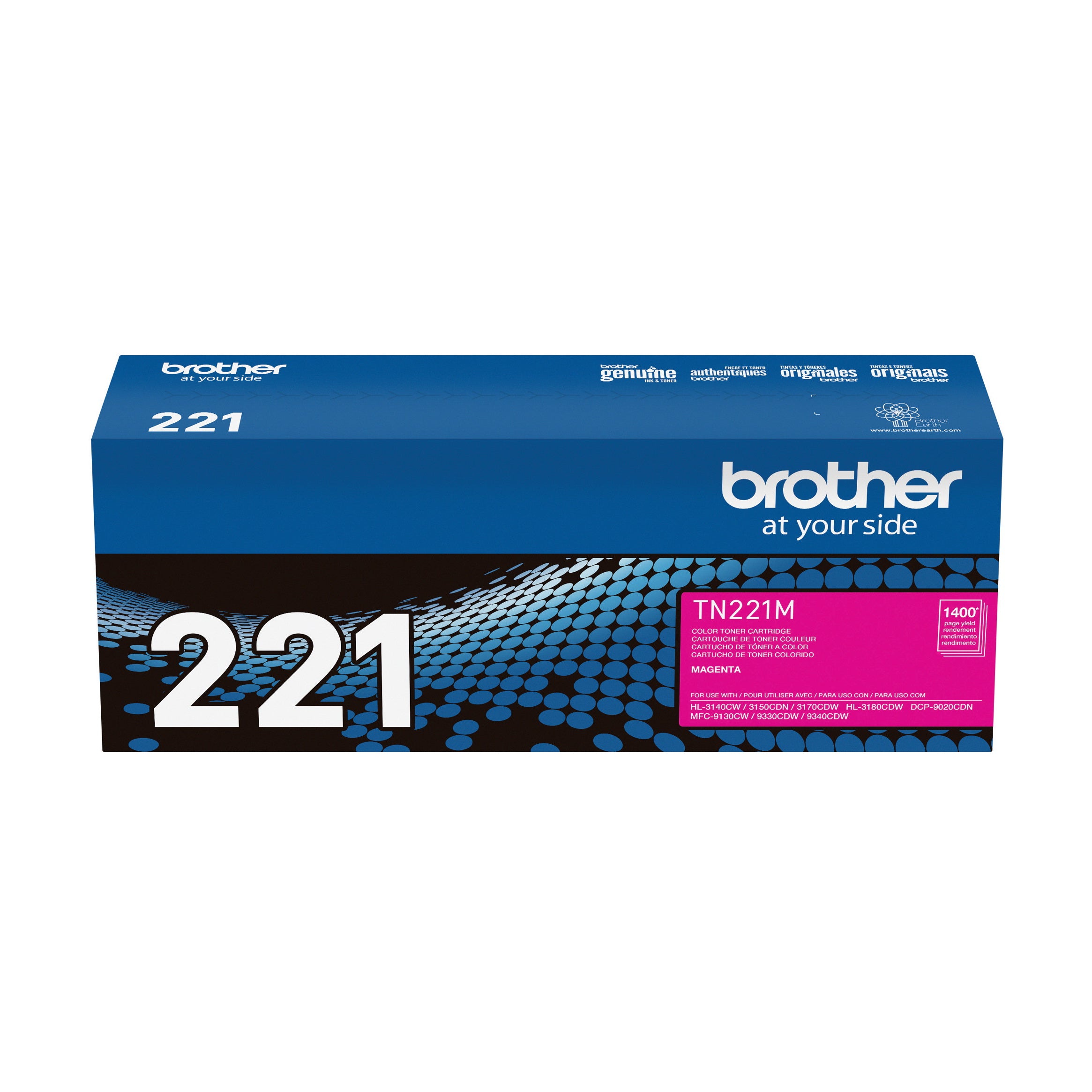 Cartouche de toner magenta Brother TN221M authentique à rendement standard