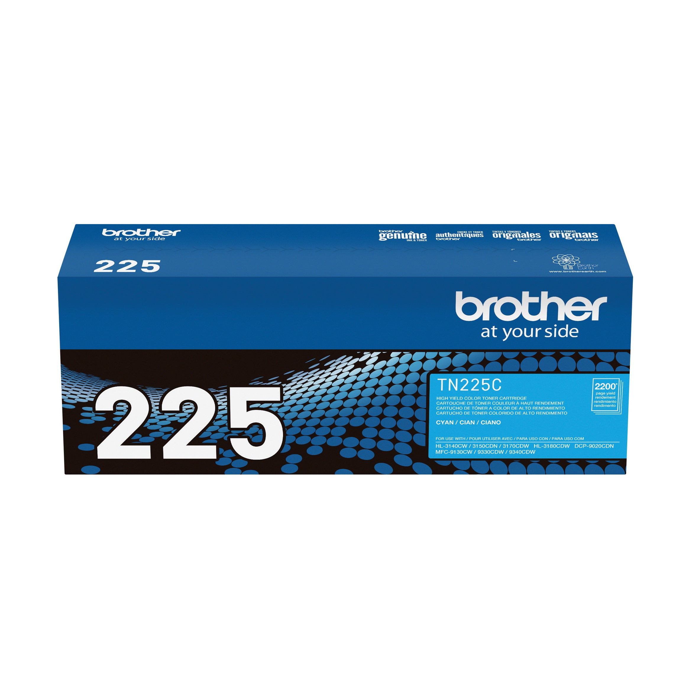 Cartouche de toner cyan Brother TN225C authentique à haut rendement