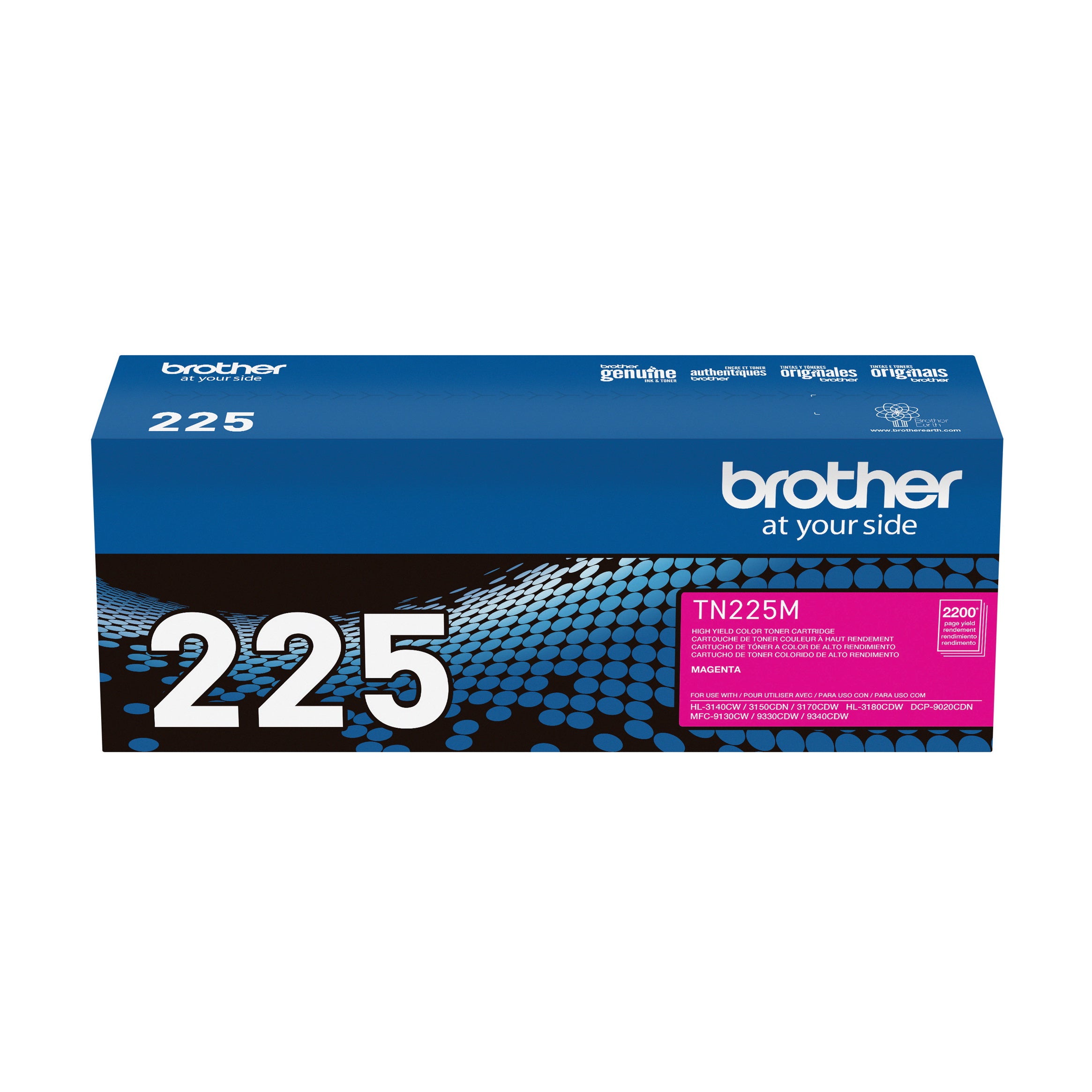 Cartouche de toner magenta Brother TN225M authentique à haut rendement