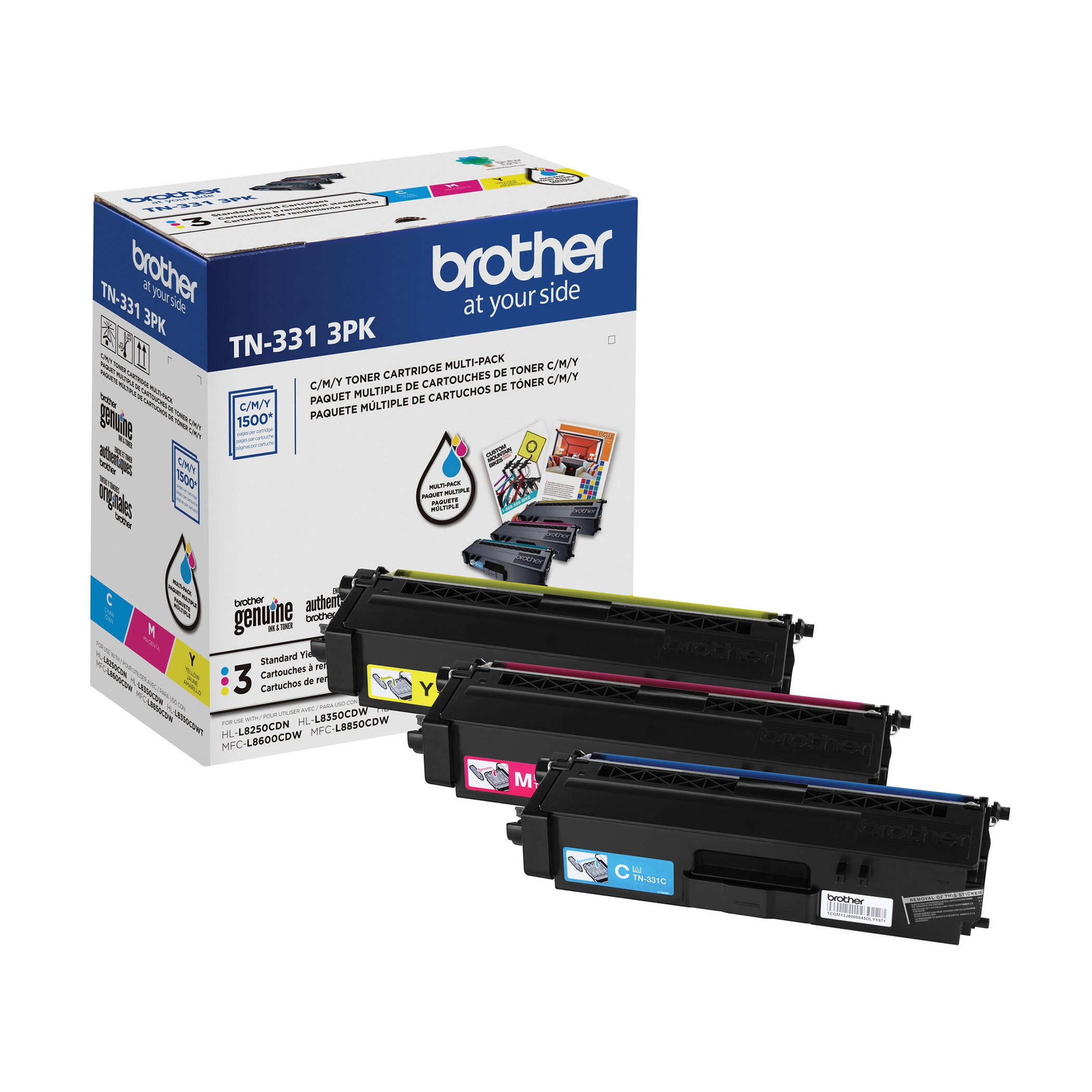 Ensemble de 3 toners couleur Brother TN3313PK cyan