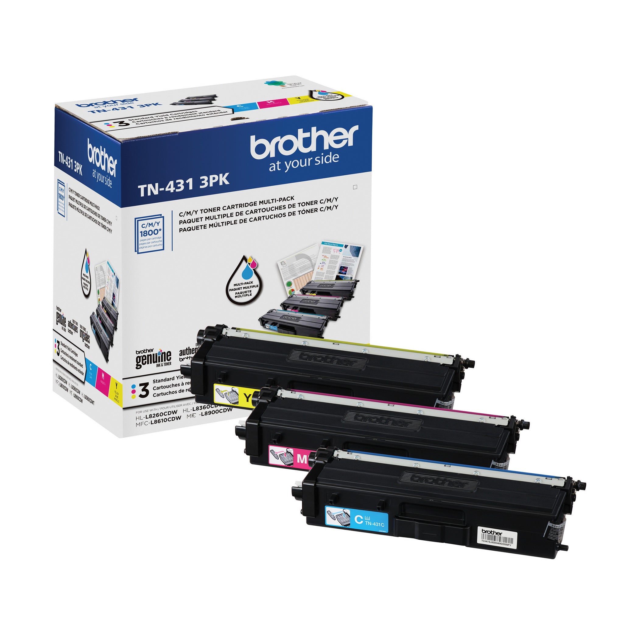 Ensemble de 3 toners couleur Brother TN4313PK cyan