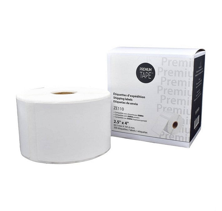 PREMIUM TAPE - Étiquettes d'expédition compatible Zebra ZE101 - 2.25 x 4