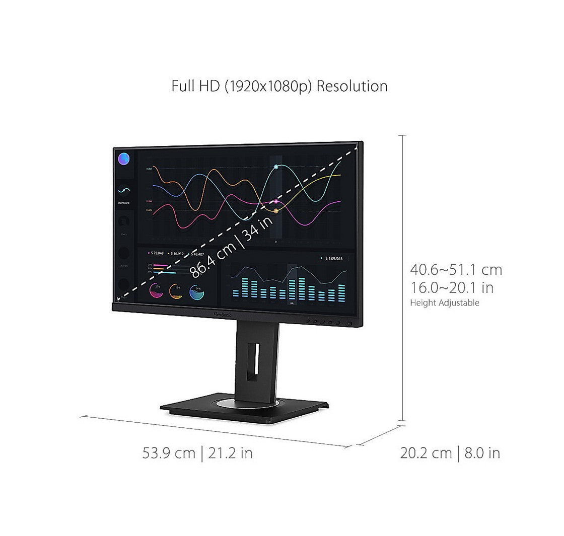 Écran professionnel ViewSonic VG2456A de 24 po - USB-C - FHD - 75 Hz (VG2456A)