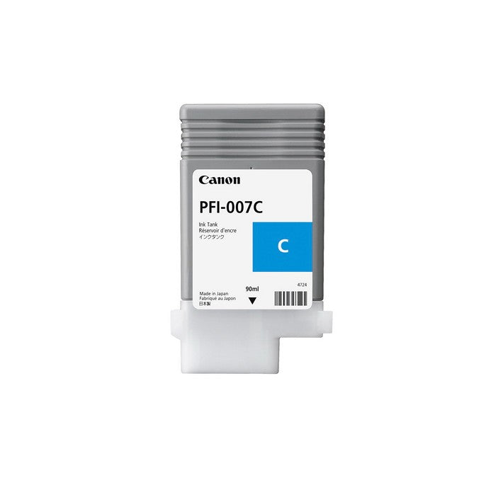 Cartouche d'encre cyan Canon PFI-007 de 90 ml pour imprimante Canon imagePROGRAF iPF670E (2144C001)