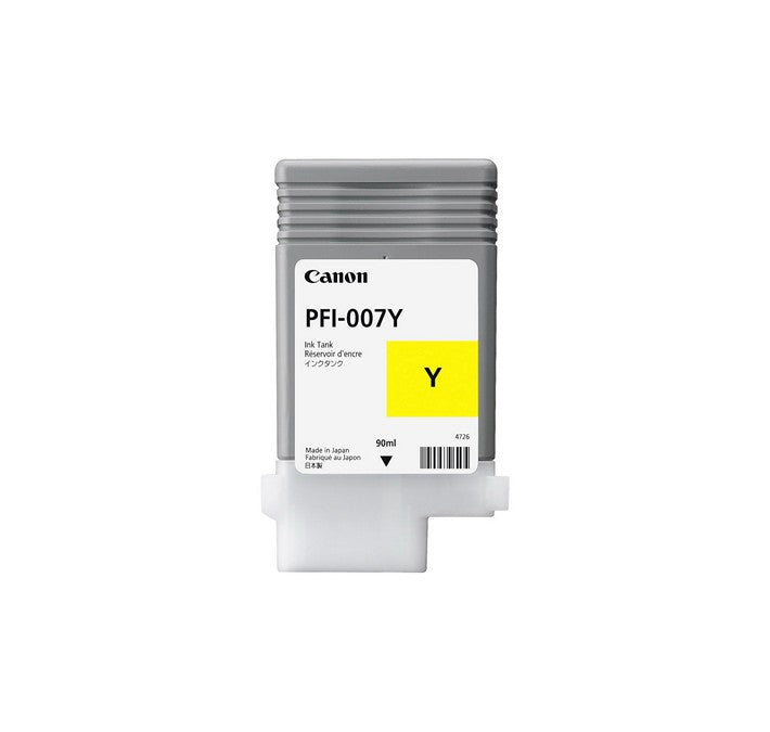 Cartouche d'encre jaune Canon PFI-007 de 90 ml pour imprimante Canon imagePROGRAF iPF670E (2146C001)