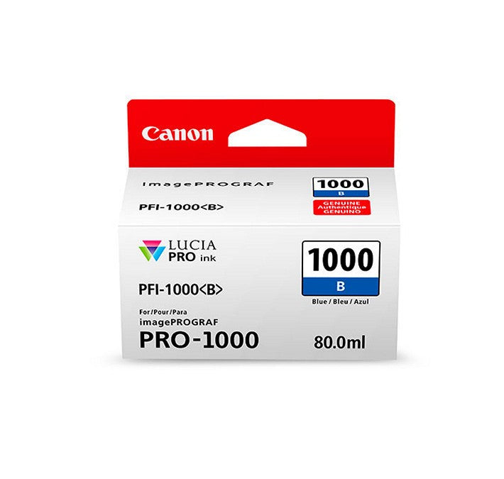 Cartouche d'encre bleu Canon PFI-1000 de 80 ml pour imprimante Canon imagePROGRAF PRO-1000 (0555C002)