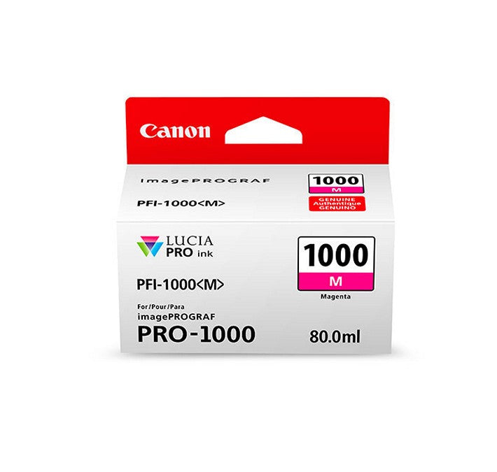 Cartouche d'encre magenta Canon PFI-1000 de 80 ml pour imprimante Canon imagePROGRAF PRO-1000 (0548C002)