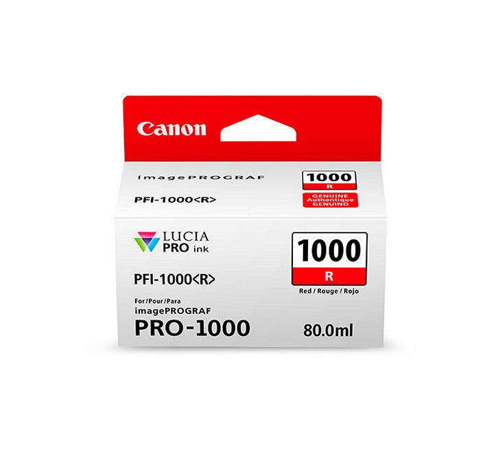 Cartouche d'encre rouge Canon PFI-1000 de 80 ml pour imprimante Canon imagePROGRAF PRO-1000 (0554C002)