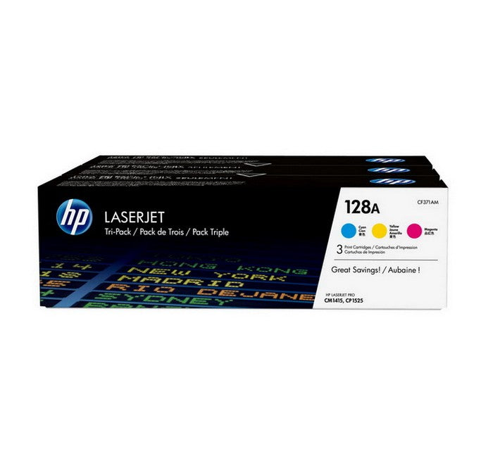 Ensemble de 3 cartouches de toner LaserJet HP 128A cyan