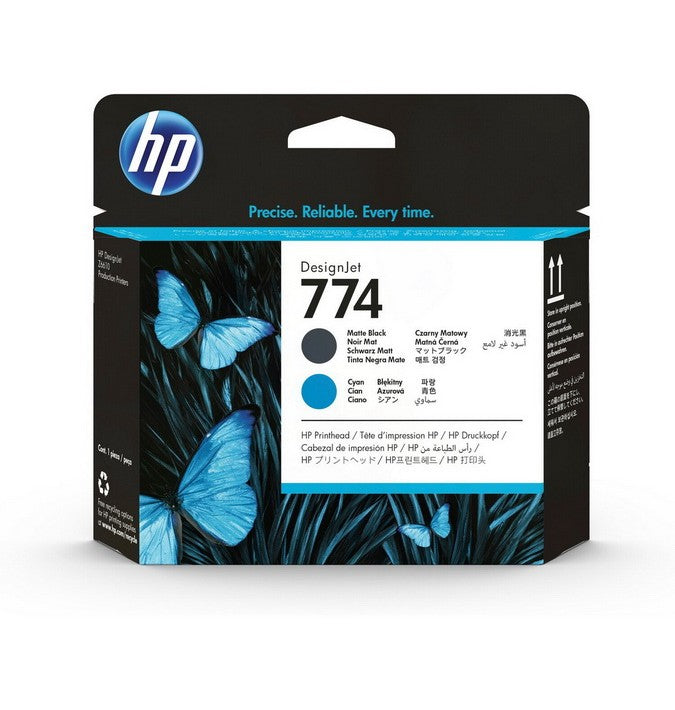 Tête d'impression DesignJet HP 774 noir mat et cyan authentique