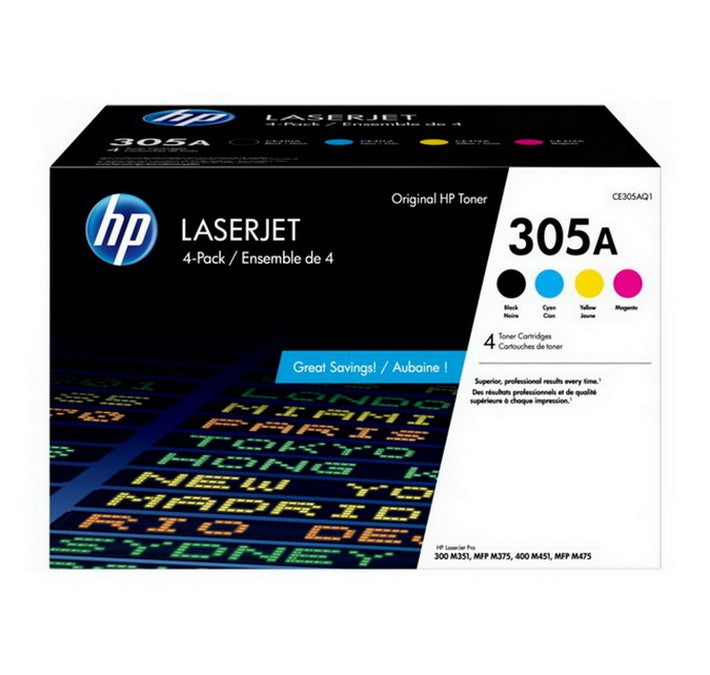 Paquet de 4 cartouches de toner LaserJet HP 305A Noir